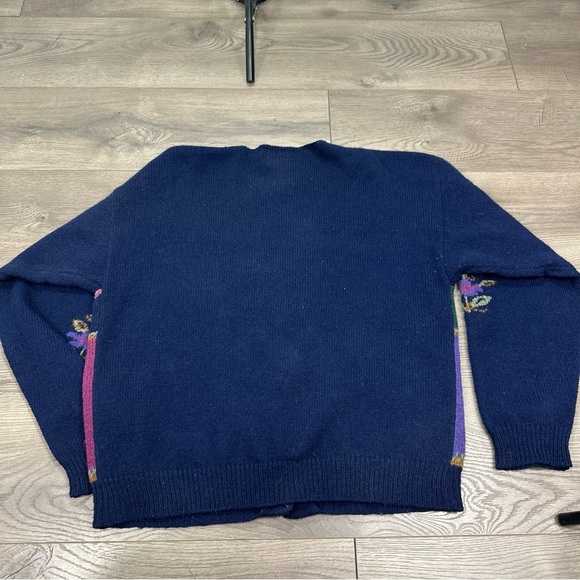Woolrich Womens Knit Cardigan Wool Sweater Floral Buttons Long Sleeve Sz Large - Picture 9 of 12